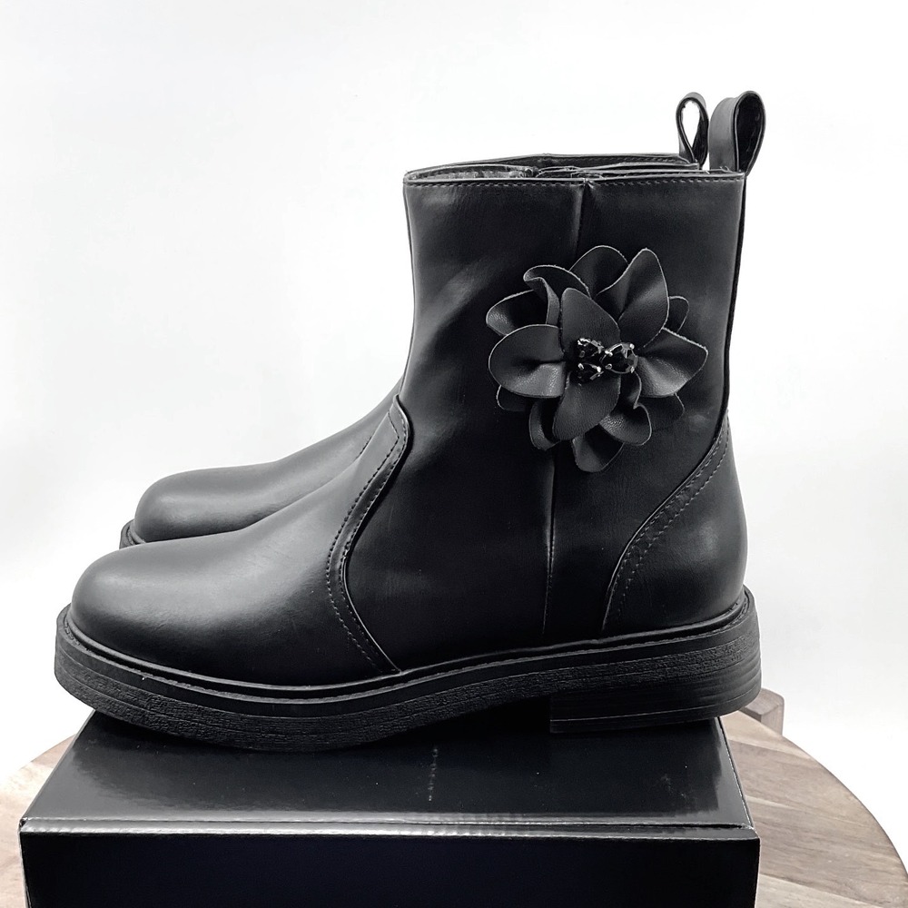 Steve Madden JBilla Black Floral Applique Ankle Boots SF3318-0524 Mens 5